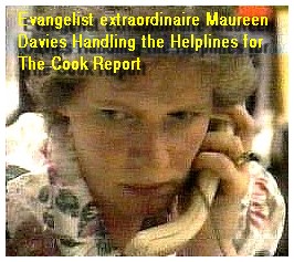 Maureen Davies managing the helplines after the Cook Report broadcast The Devil's Work